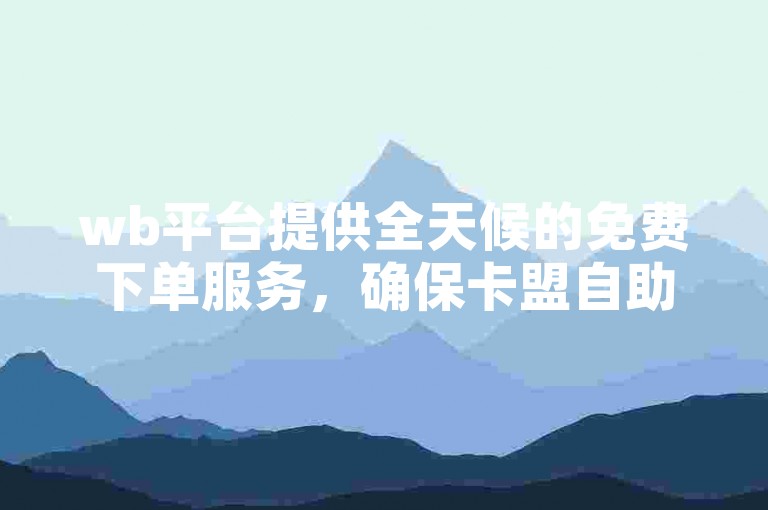 wb平台提供全天候的免费下单服务，确保卡盟自助下单随时可用。