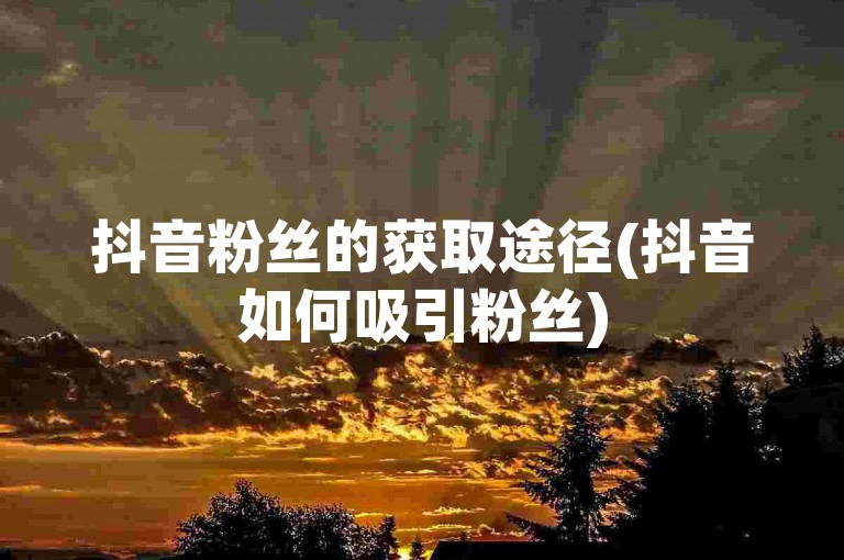 抖音粉丝的获取途径(抖音如何吸引粉丝)