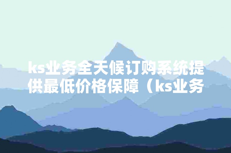 ks业务全天候订购系统提供最低价格保障（ks业务全天候订购系统，确保您获得最优价格）