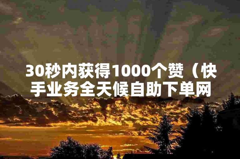 30秒内获得1000个赞（快手业务全天候自助下单网站）。