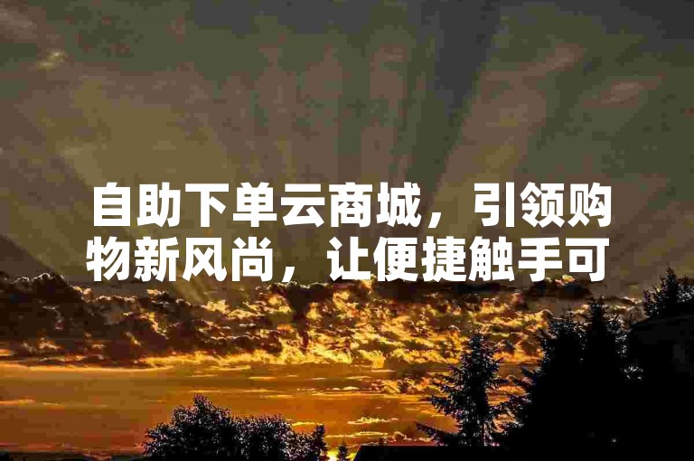 自助下单云商城，引领购物新风尚，让便捷触手可及！