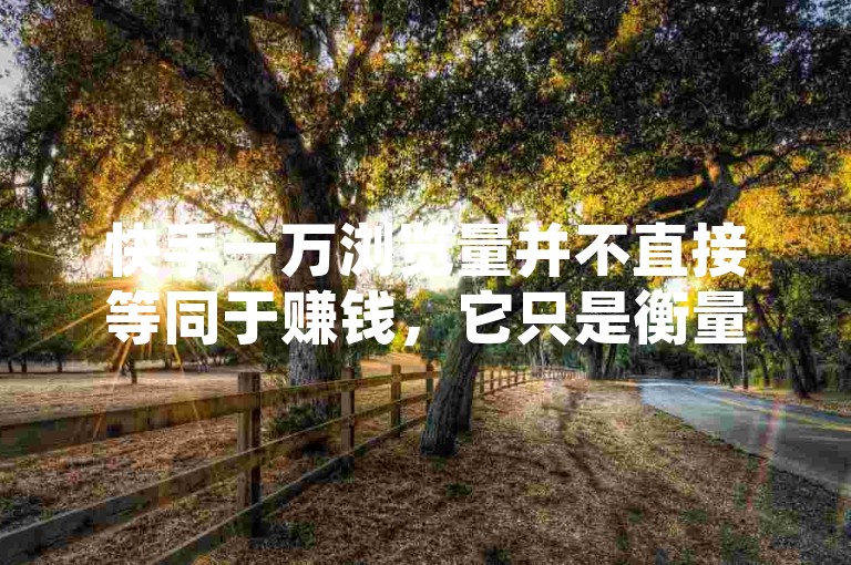 快手一万浏览量并不直接等同于赚钱，它只是衡量视频受欢迎程度的一个指标。