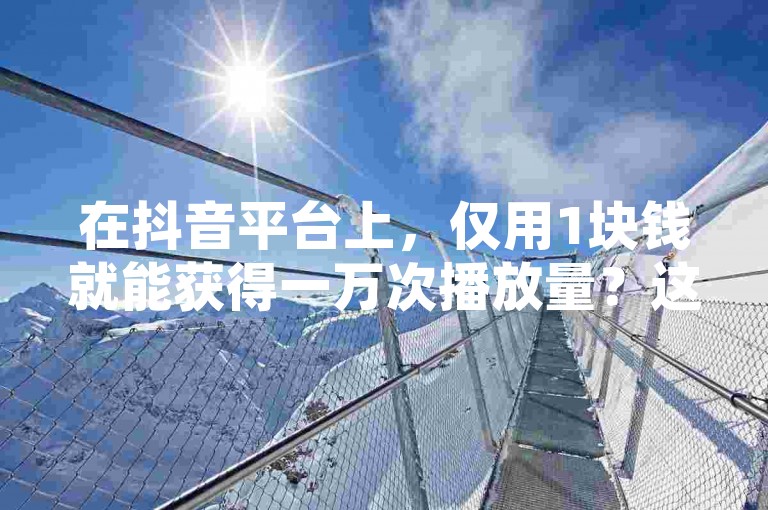 在抖音平台上，仅用1块钱就能获得一万次播放量？这听起来是不是很诱人？