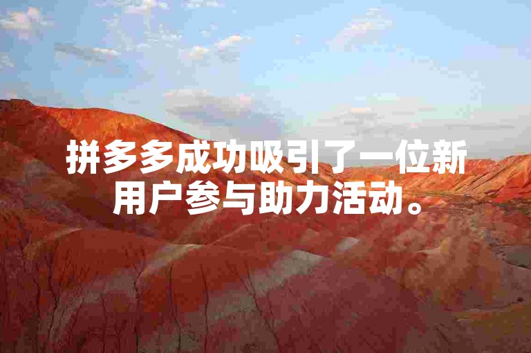 拼多多成功吸引了一位新用户参与助力活动。