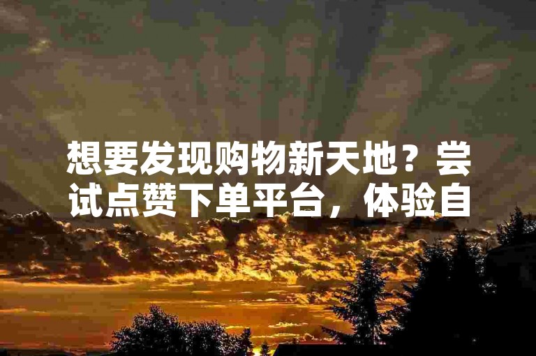 想要发现购物新天地？尝试点赞下单平台，体验自助购物的便捷与乐趣。