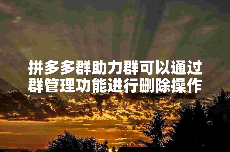 拼多多群助力群可以通过群管理功能进行删除操作。
