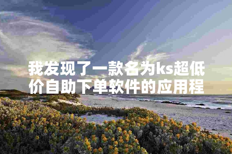 我发现了一款名为ks超低价自助下单软件的应用程序，它可以帮助用户以极低的价格完成各种服务的自助下单。