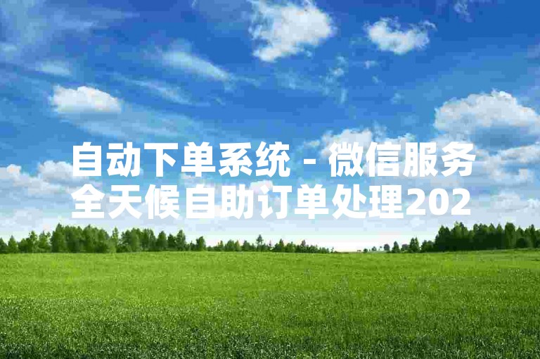 自动下单系统 - 微信服务全天候自助订单处理2024