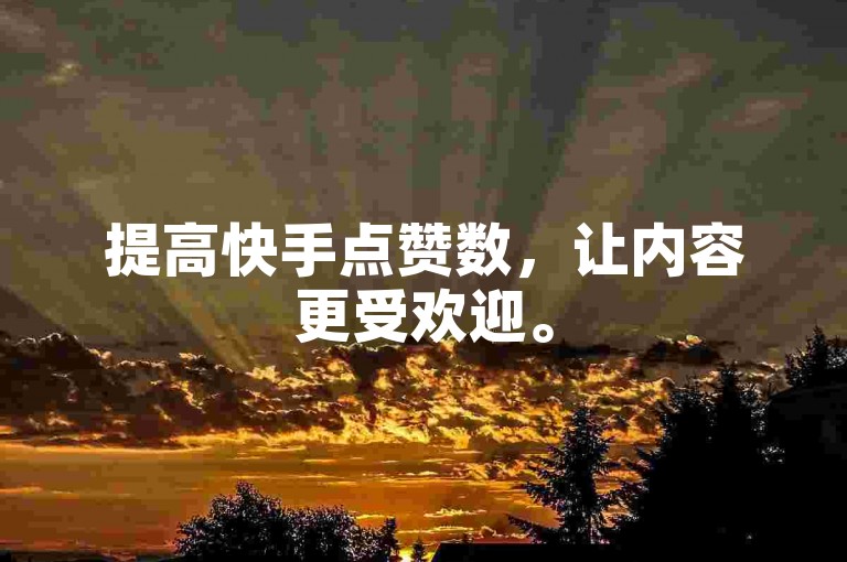 提高快手点赞数，让内容更受欢迎。