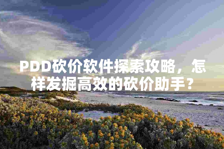 PDD砍价软件探索攻略，怎样发掘高效的砍价助手？