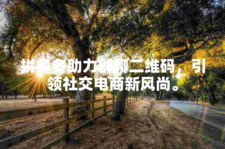 拼多多助力群聊二维码，引领社交电商新风尚。