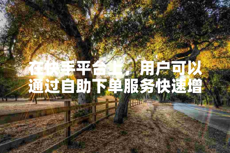 在快手平台上，用户可以通过自助下单服务快速增加ks赞，实现在线涨粉的目的。