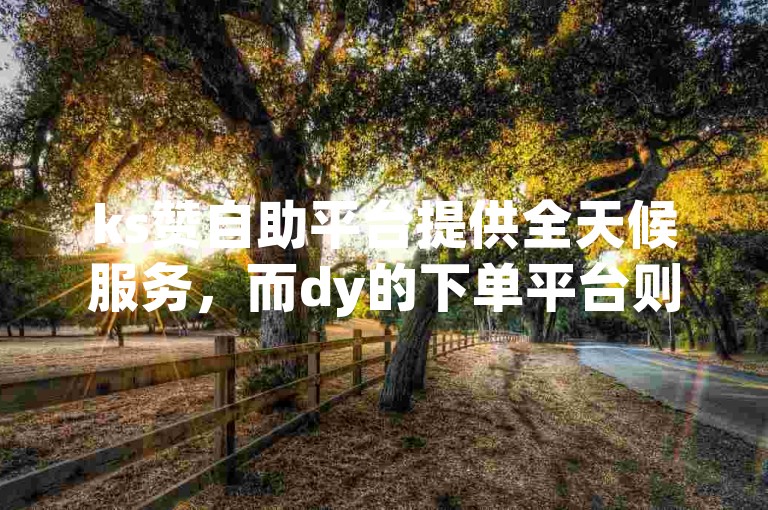 ks赞自助平台提供全天候服务，而dy的下单平台则以低价和快速响应著称。