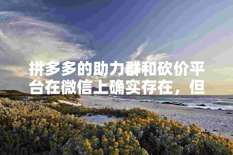 拼多多的助力群和砍价平台在微信上确实存在，但用户需谨慎对待，以防遭遇诈骗或泄露个人信息。