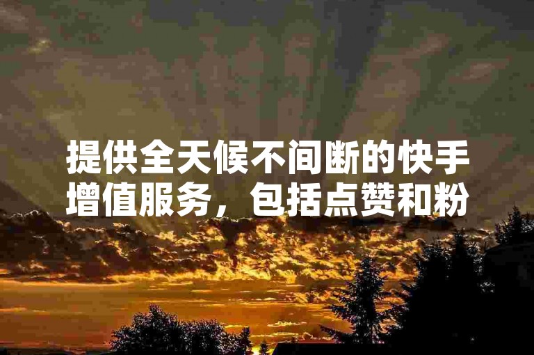 提供全天候不间断的快手增值服务，包括点赞和粉丝增长，通过ks24小时自助快手业务平台，您可以在线下单享受最优惠的货源价格。
