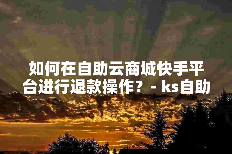 如何在自助云商城快手平台进行退款操作？- ks自助下单业务网站。