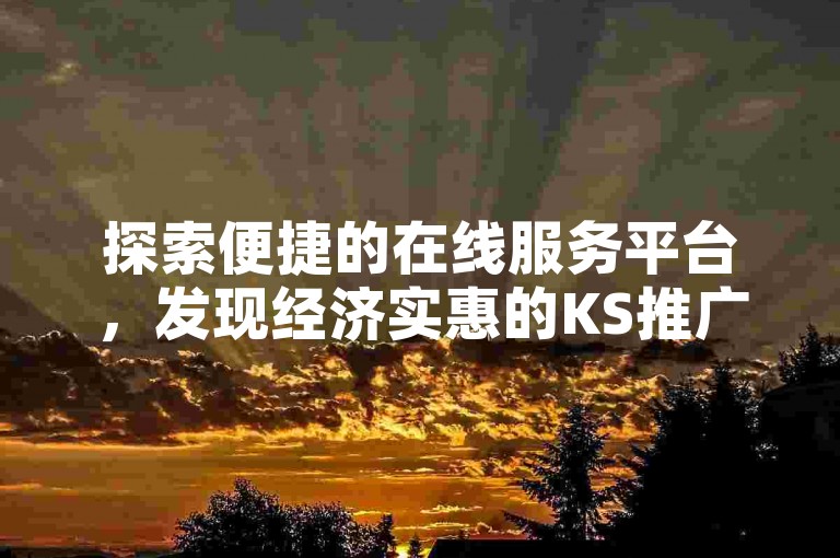 探索便捷的在线服务平台，发现经济实惠的KS推广自助网站。
