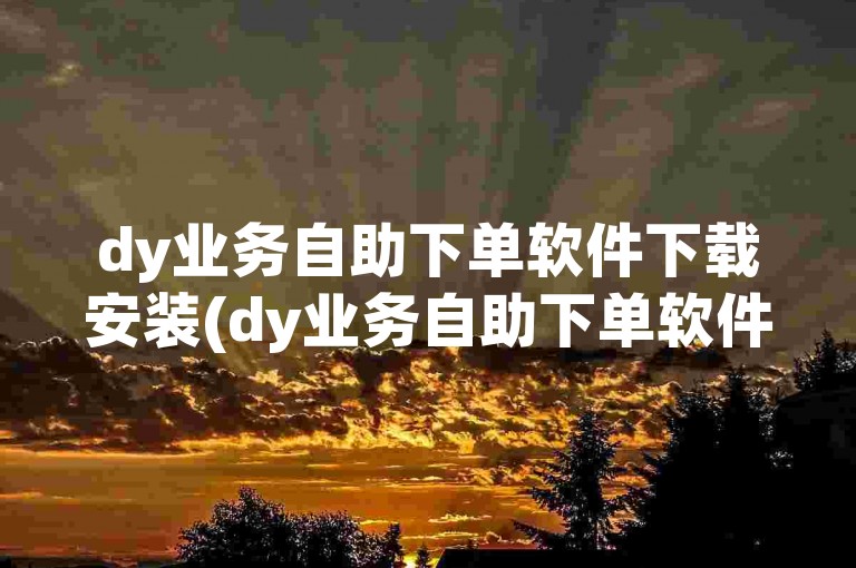 dy业务自助下单软件下载安装(dy业务自助下单软件下载安装免费版)