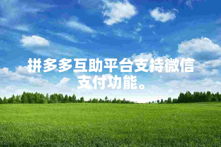 拼多多互助平台支持微信支付功能。