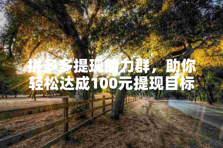 拼多多提现助力群，助你轻松达成100元提现目标。