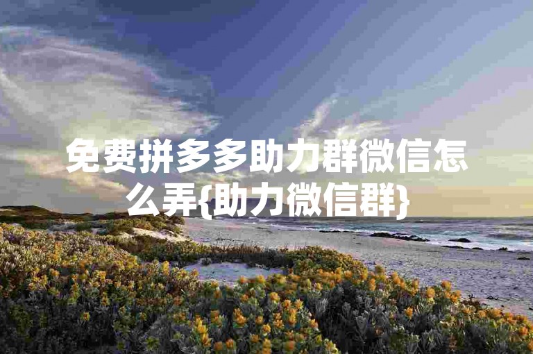 免费拼多多助力群微信怎么弄{助力微信群}