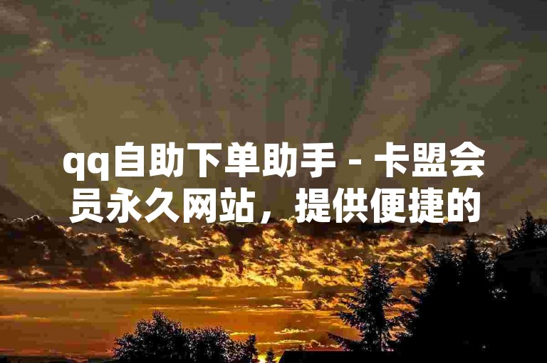 qq自助下单助手 - 卡盟会员永久网站，提供便捷的在线服务。