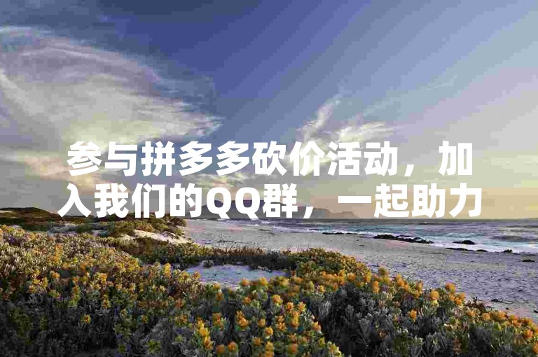 参与拼多多砍价活动，加入我们的QQ群，一起助力免费拿商品吧！