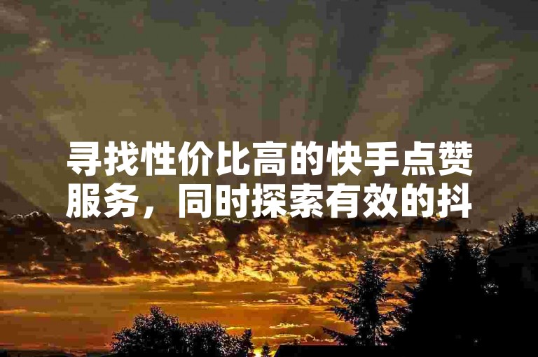 寻找性价比高的快手点赞服务，同时探索有效的抖音推广策略。