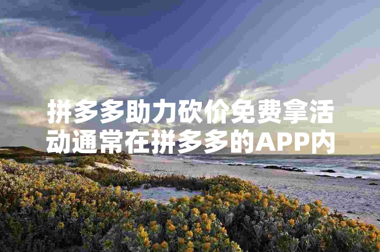 拼多多助力砍价免费拿活动通常在拼多多的APP内进行，用户可以通过邀请好友助力来参与砍价。