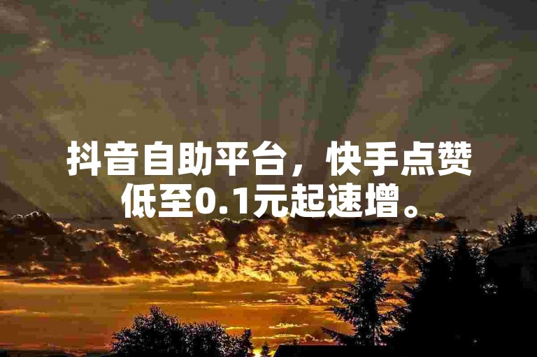 抖音自助平台，快手点赞低至0.1元起速增。