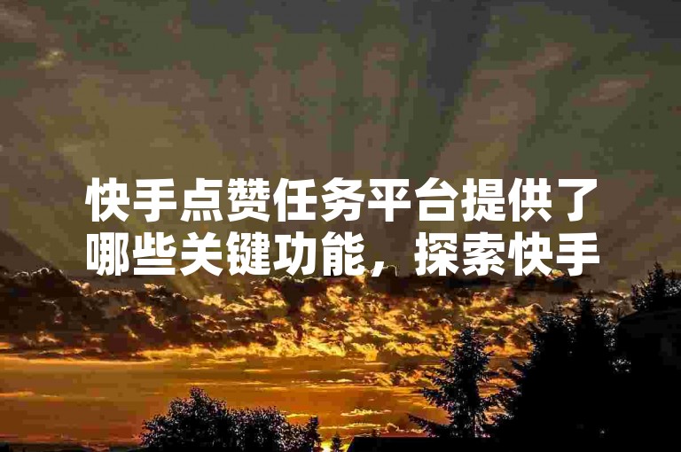 快手点赞任务平台提供了哪些关键功能，探索快手点赞任务平台的功能亮点，这些平台值得一试！！新手指南！