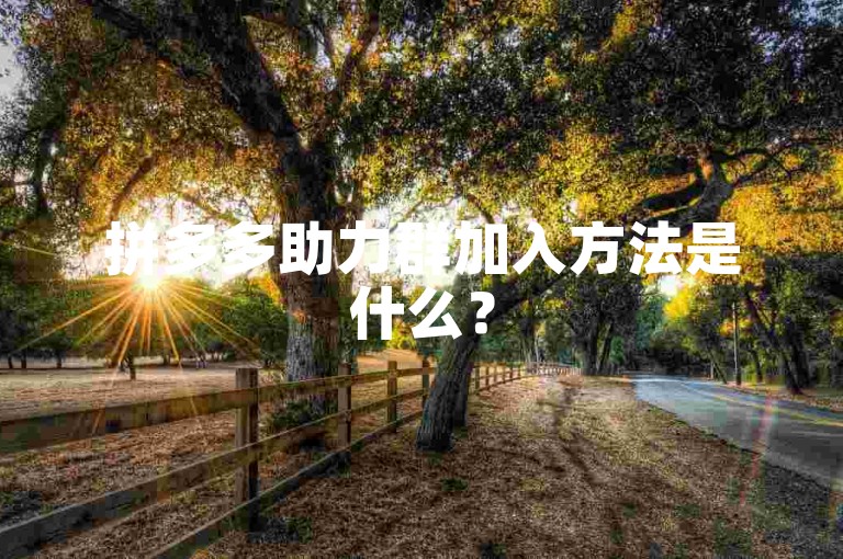 拼多多助力群加入方法是什么？