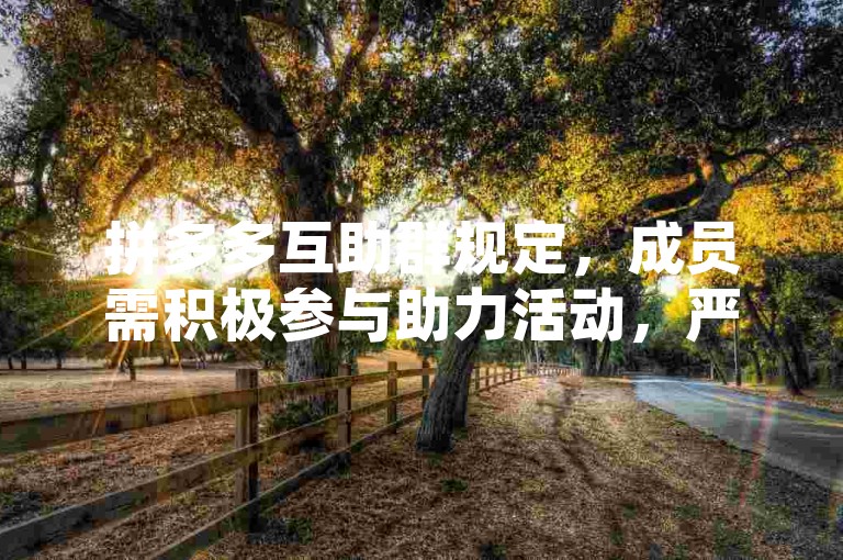拼多多互助群规定，成员需积极参与助力活动，严禁恶意刷单行为。