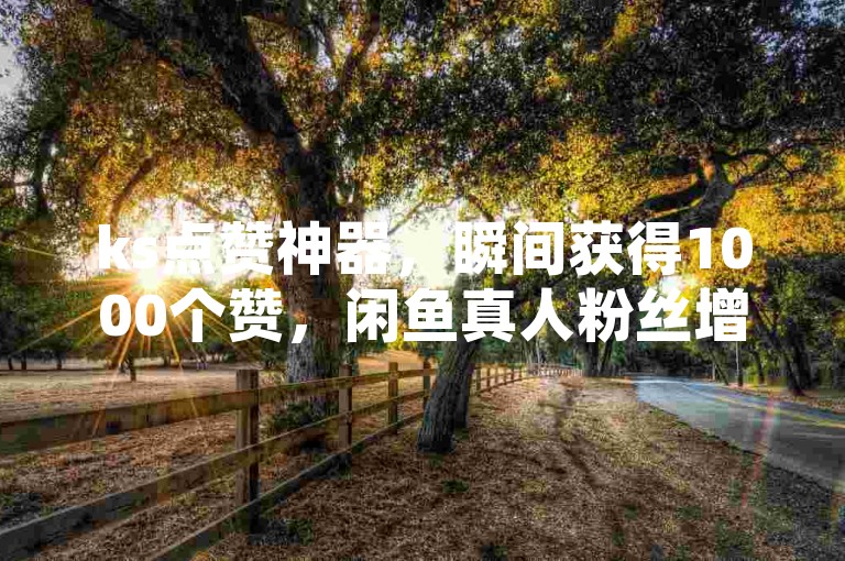 ks点赞神器，瞬间获得1000个赞，闲鱼真人粉丝增长服务。
