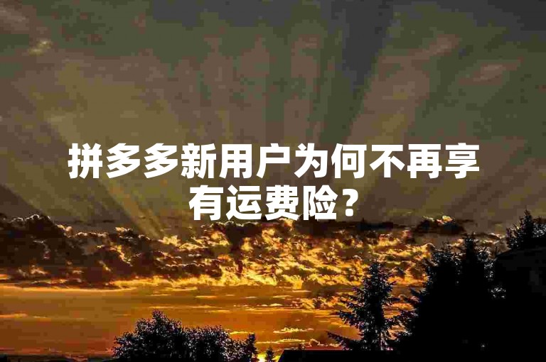 拼多多新用户为何不再享有运费险？