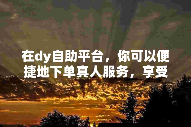 在dy自助平台，你可以便捷地下单真人服务，享受最低价格的自助下单体验。