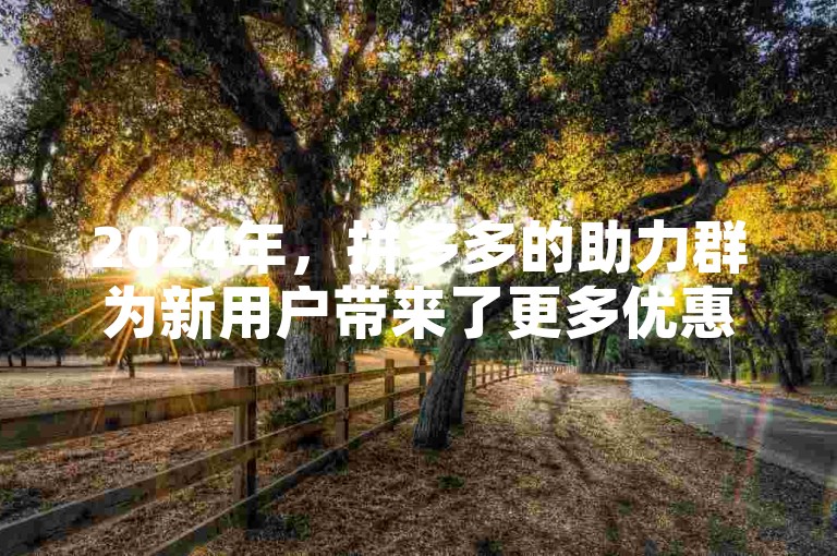 2024年，拼多多的助力群为新用户带来了更多优惠和便利。