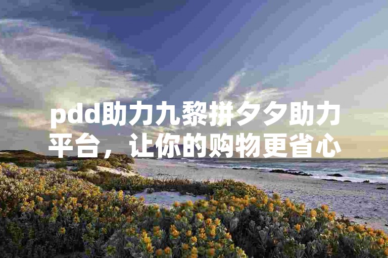 pdd助力九黎拼夕夕助力平台，让你的购物更省心。
