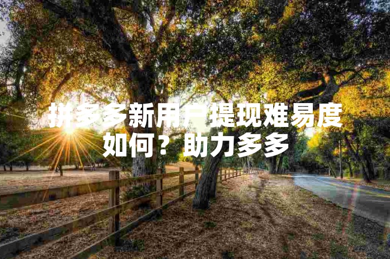 拼多多新用户提现难易度如何？助力多多
