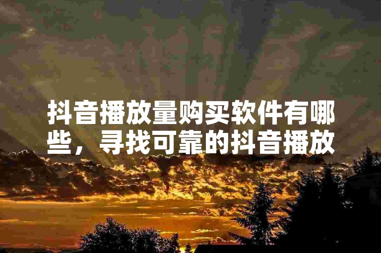 抖音播放量购买软件有哪些，寻找可靠的抖音播放量提升工具。