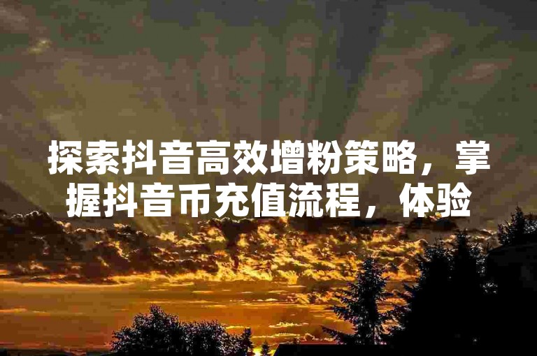 探索抖音高效增粉策略，掌握抖音币充值流程，体验自助下单的便捷与低价优势。