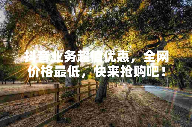抖音业务超值优惠，全网价格最低，快来抢购吧！