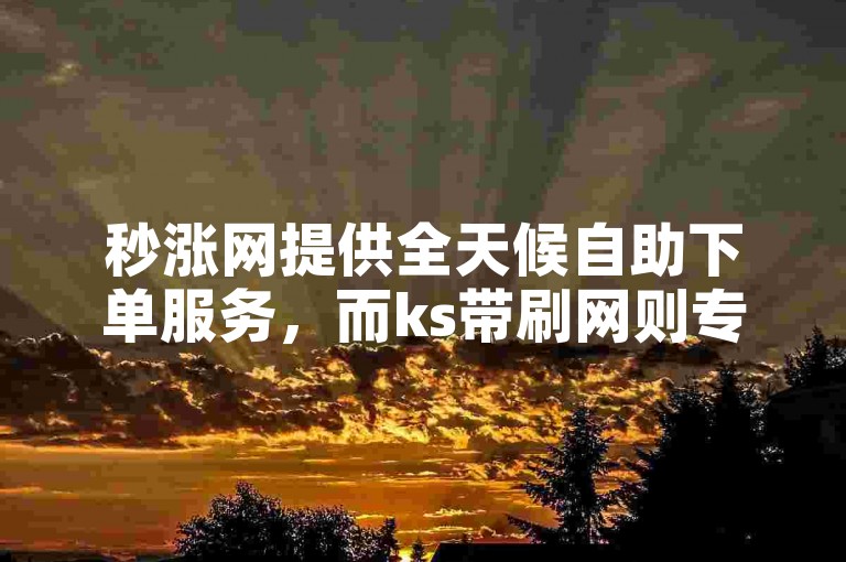 秒涨网提供全天候自助下单服务，而ks带刷网则专注于便捷的自助下单体验。
