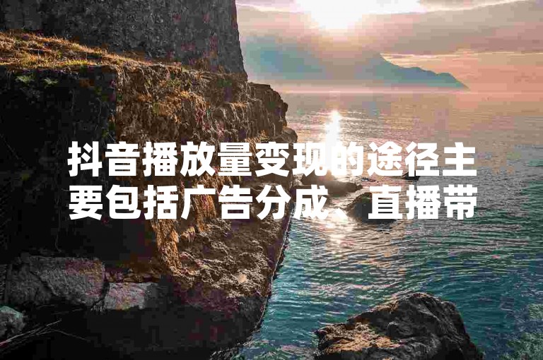 抖音播放量变现的途径主要包括广告分成、直播带货、粉丝打赏以及品牌合作等，这些方式让创作者能够将流量转化为实际收益。