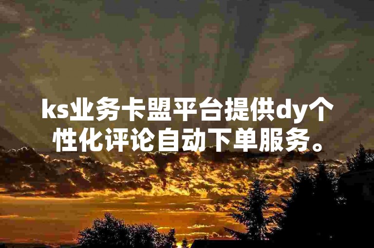 ks业务卡盟平台提供dy个性化评论自动下单服务。