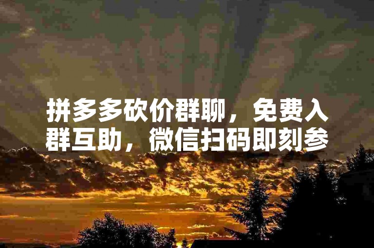 拼多多砍价群聊，免费入群互助，微信扫码即刻参与。