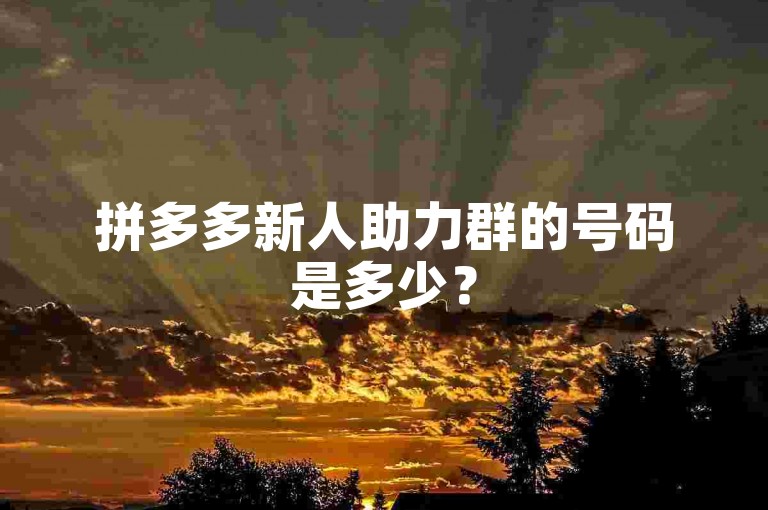 拼多多新人助力群的号码是多少？
