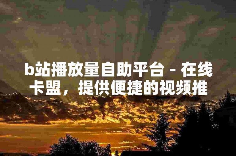 b站播放量自助平台 - 在线卡盟，提供便捷的视频推广服务。