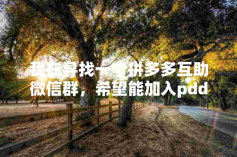 我在寻找一个拼多多互助微信群，希望能加入pdd助力刷人。