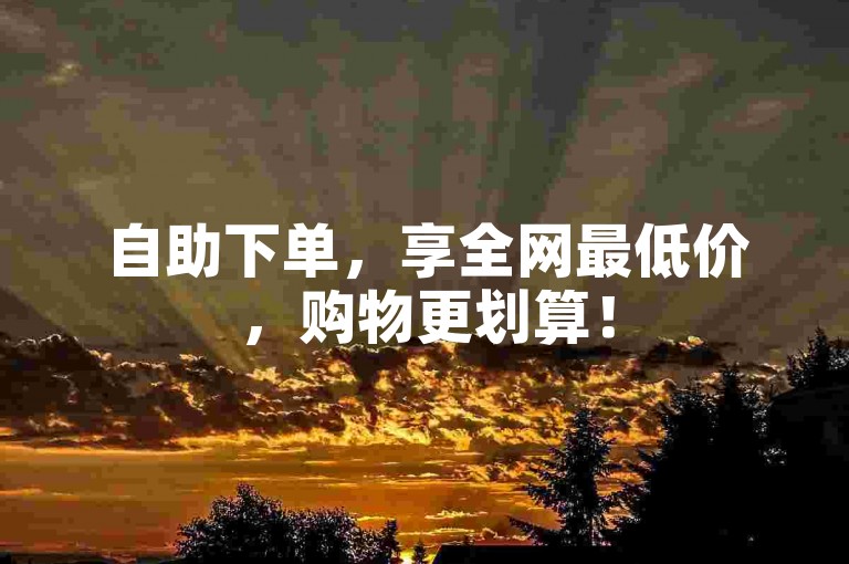 自助下单，享全网最低价，购物更划算！